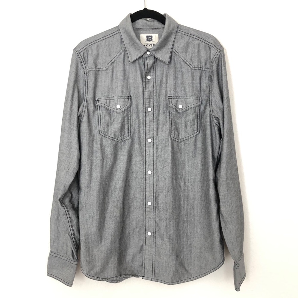 Levi’s Men’s Grey Button-Up Shirt - Medium